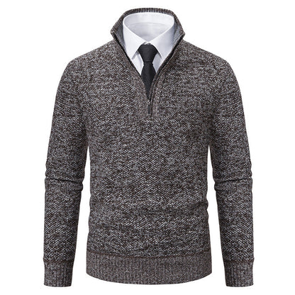 Herren Strickpullover Eleganter V-Ausschnitt Mit Reißverschluss