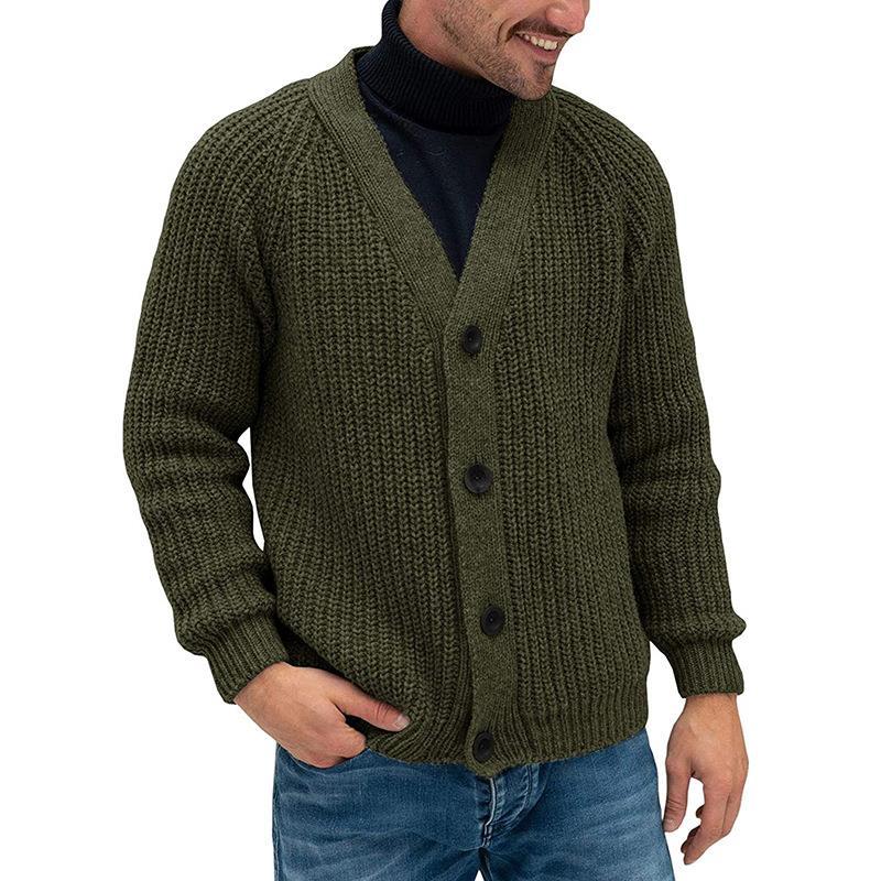Herren Strickjacke Grobstrick mit Knöpfen Modern - BerlinGlamour