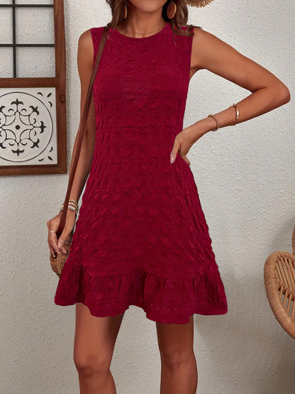 Sommerkleid Damen Ärmellos Rüschendetails Elegant Kurz