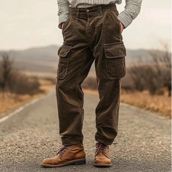 Herren Cargo-Hose Weich Cord Bequem Praktisch - BerlinGlamour