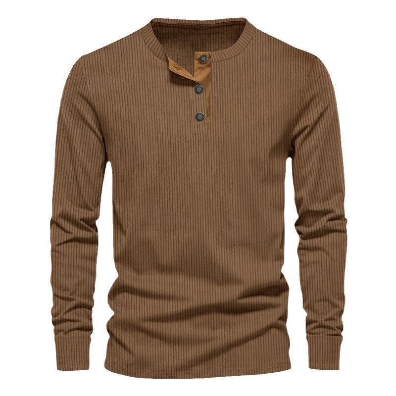 Herren Langarmshirt Modern Rippdesign Knopfdetails