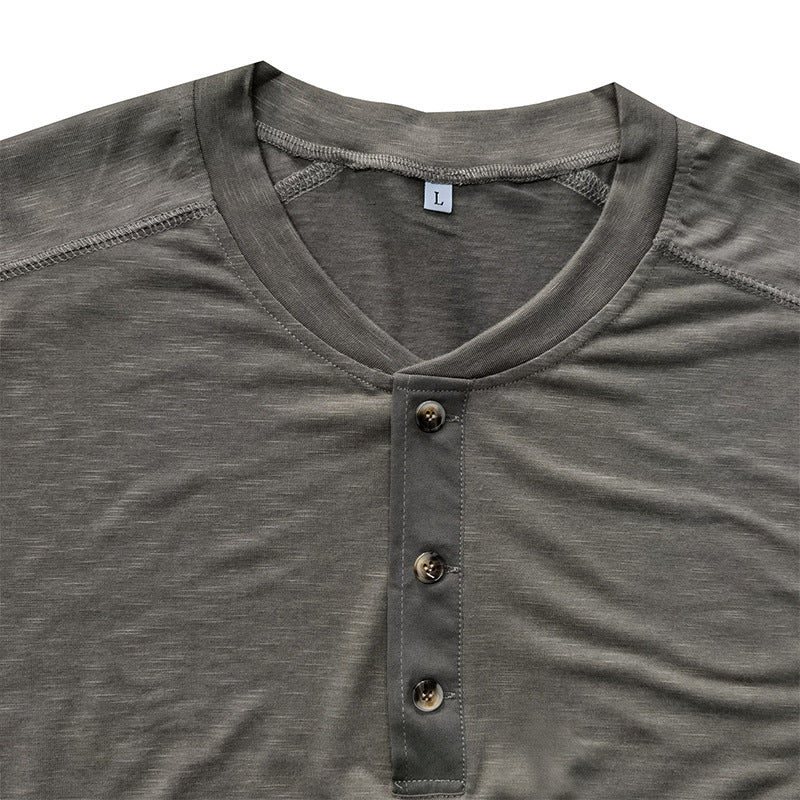 Herren Henley-Shirt Langarm Knopfleiste Modern