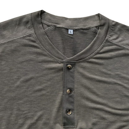 Herren Henley-Shirt Langarm Knopfleiste Modern
