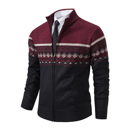 Herren Strickjacke Modern Hochkragen Grau
