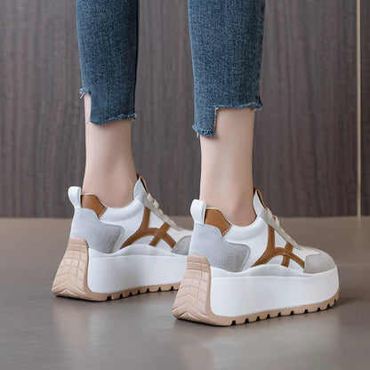 Damen Plateau Sneaker Sportlich Bequem Rutschfest