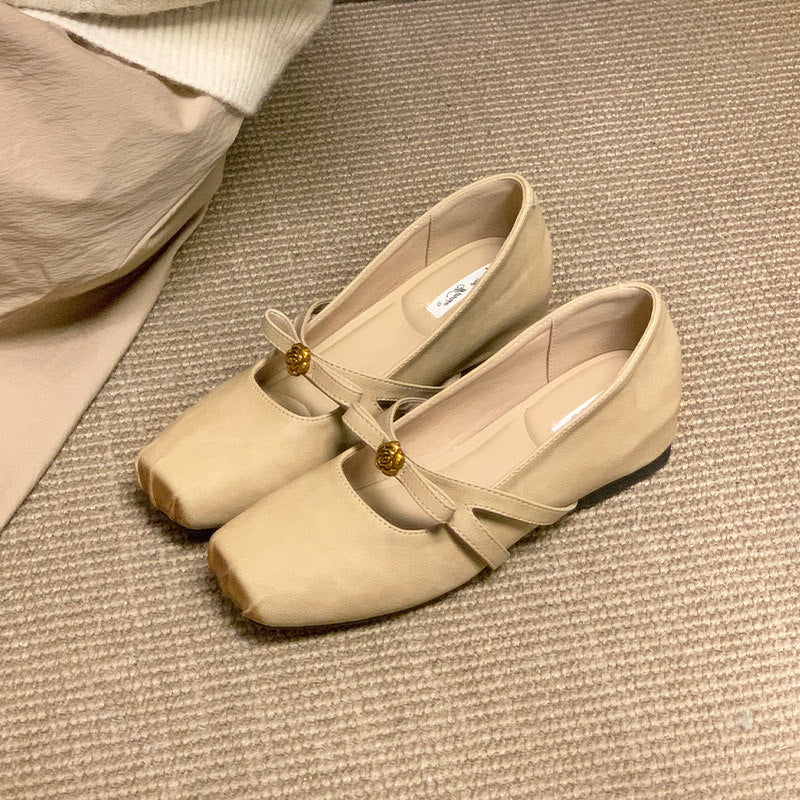 Damen Ballerinas Elegant Verstellbar mit Blüten Detail