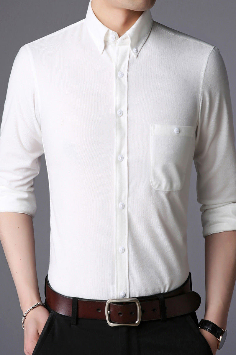Herren Langarmhemd Klassisch Slim Fit Button Down Kragen