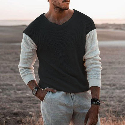 Herren Strickpullover Modern V-Ausschnitt Strukturiert