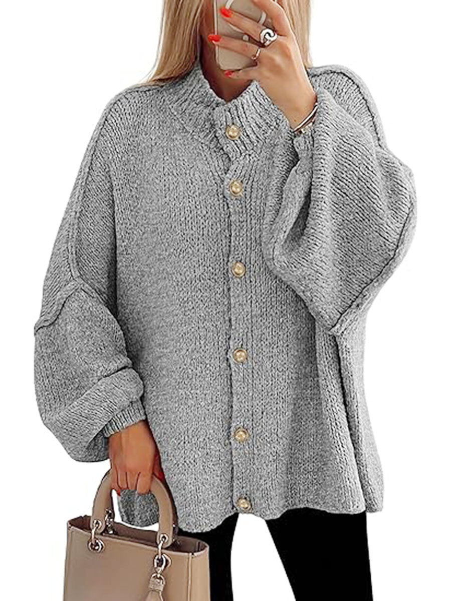 Große Damen Strickjacke Oversized Knopfverschluss