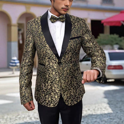 Herren Smoking Elegant Jacquard Blumenmuster Luxus - BerlinGlamour