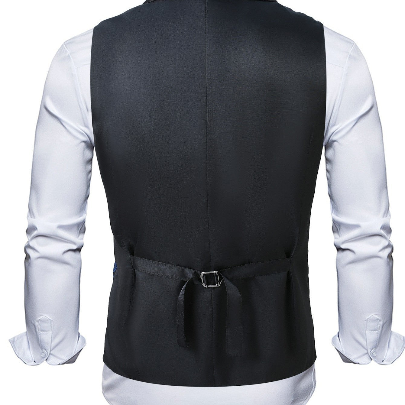 Herren Brokatweste Elegant mit Satin-Revers Schwarz Modern