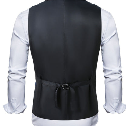 Herren Brokatweste Elegant mit Satin-Revers Schwarz Modern