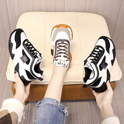 Damen Sneaker Sportlich Chunky Rutschfest Weiß