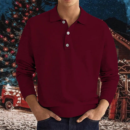 Herren Polo Langarm Hemd Mit Henley Kragen Modern