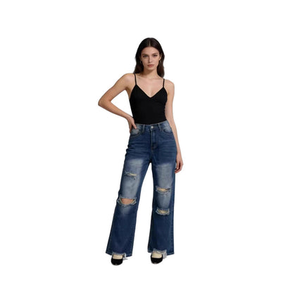 Weite Damen Jeans Ripped High Waist