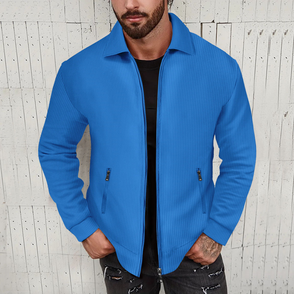 Herren Freizeitjacke Modern Strukturiert Grau Urban - BerlinGlamour
