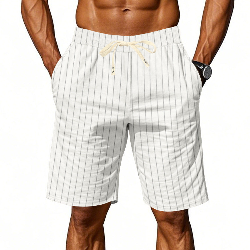 Herren Shorts mit Streifenmuster Elastisch Kordelzug Sommer