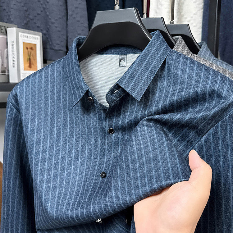 Herren Langarmhemd mit feinem Streifenmuster Elegant Modern