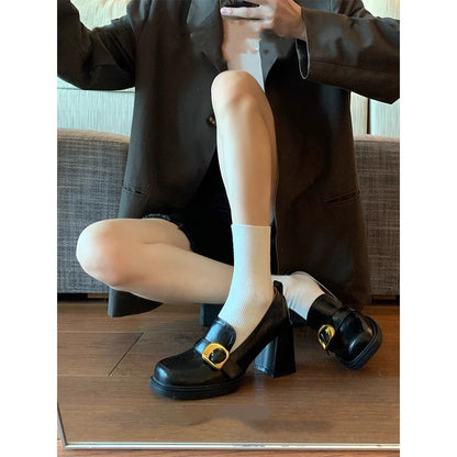 Damen Plateaupumps Hoch Hacken Schick Schnalle