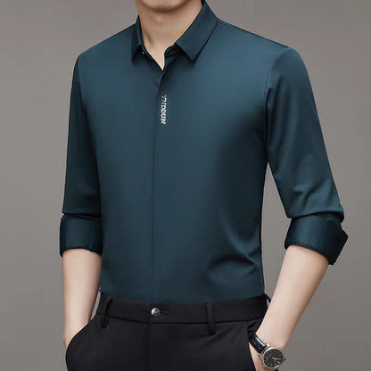 Herren Bluse Langarm Elegant Modern Stehkragen Qualität - BerlinGlamour