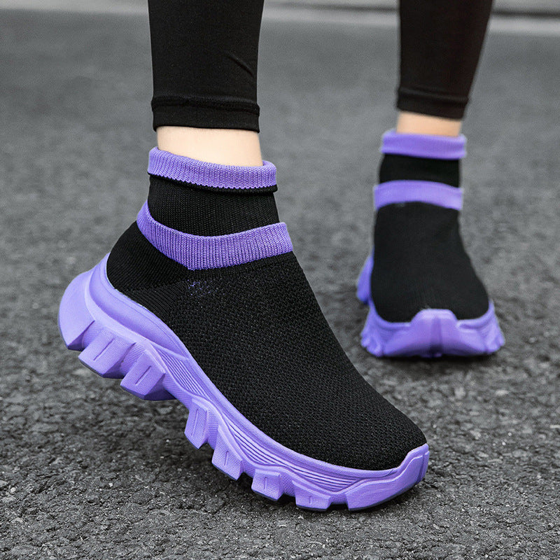 Damen Sneaker Strick Schuhe Bequem Sportlich