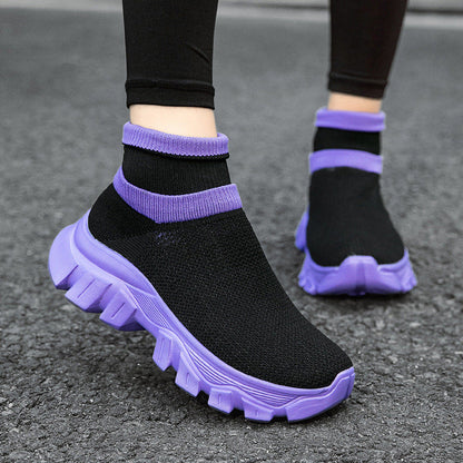 Damen Sneaker Strick Schuhe Bequem Sportlich
