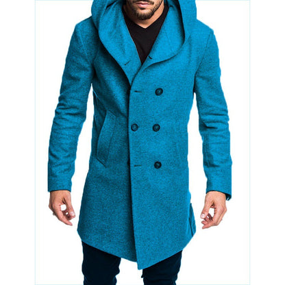 Herren Wintermantel Modern mit Kapuze und Doppelknopf