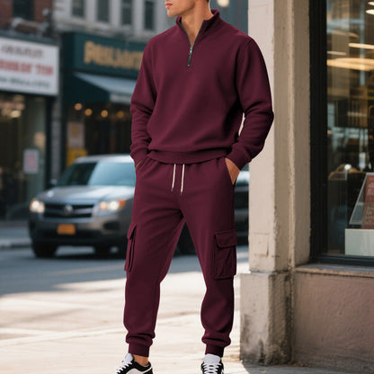 Herren Sweatshirt Set mit Cargo-Hose Grau Sportlich