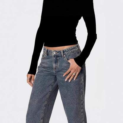 Damen Leoparden-Shirt Langarm Off-Shoulder Trendy