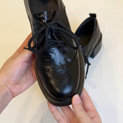 Damen Schnürschuhe Elegante Blockabsatz Komfortschuhe Leder