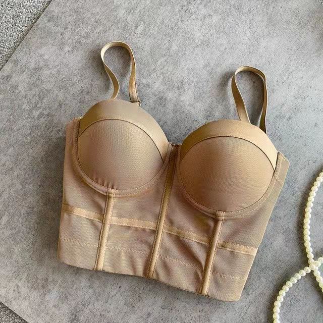 Bustier-Top Figurbetont Mit Bügel-Cups und Mesh-Struktur