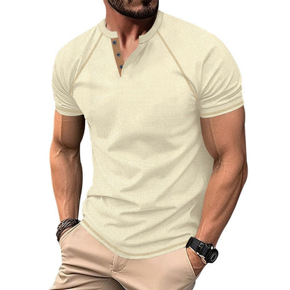 Herren Kurzarm Hemd Modern mit Kontrastknöpfen Trendy Style