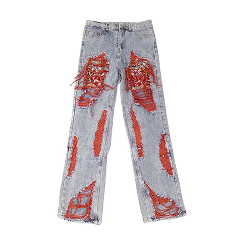 Herren Jeans Lässig Destroyed Ripped Berlin Style