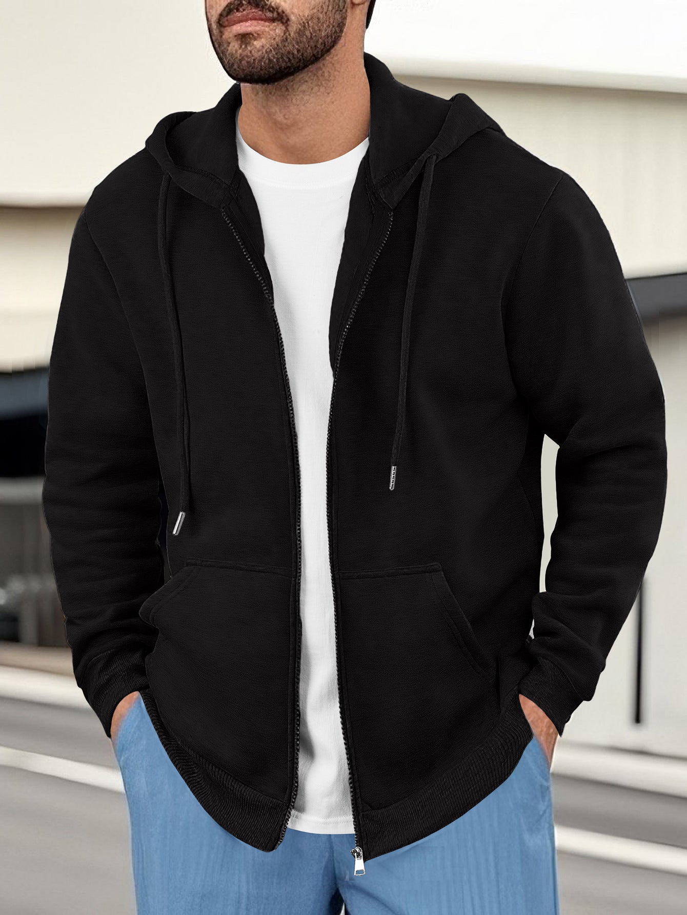Herren Kapuzenjacke Lässig Atmungsaktiv Mit Taschen