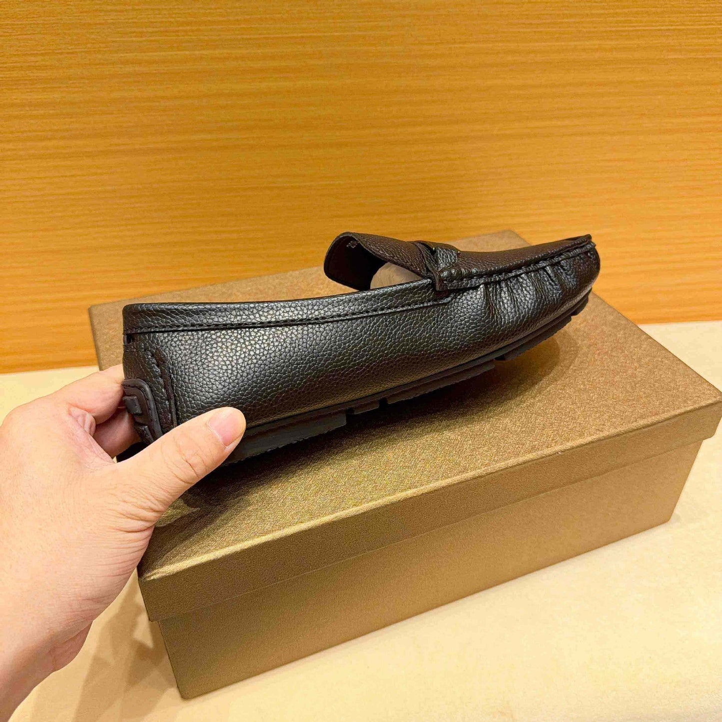 Ledermokassins Herren Elegantes Design Ziernaht Schwarz