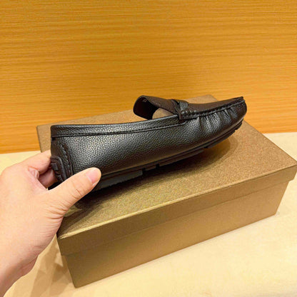 Ledermokassins Herren Elegantes Design Ziernaht Schwarz