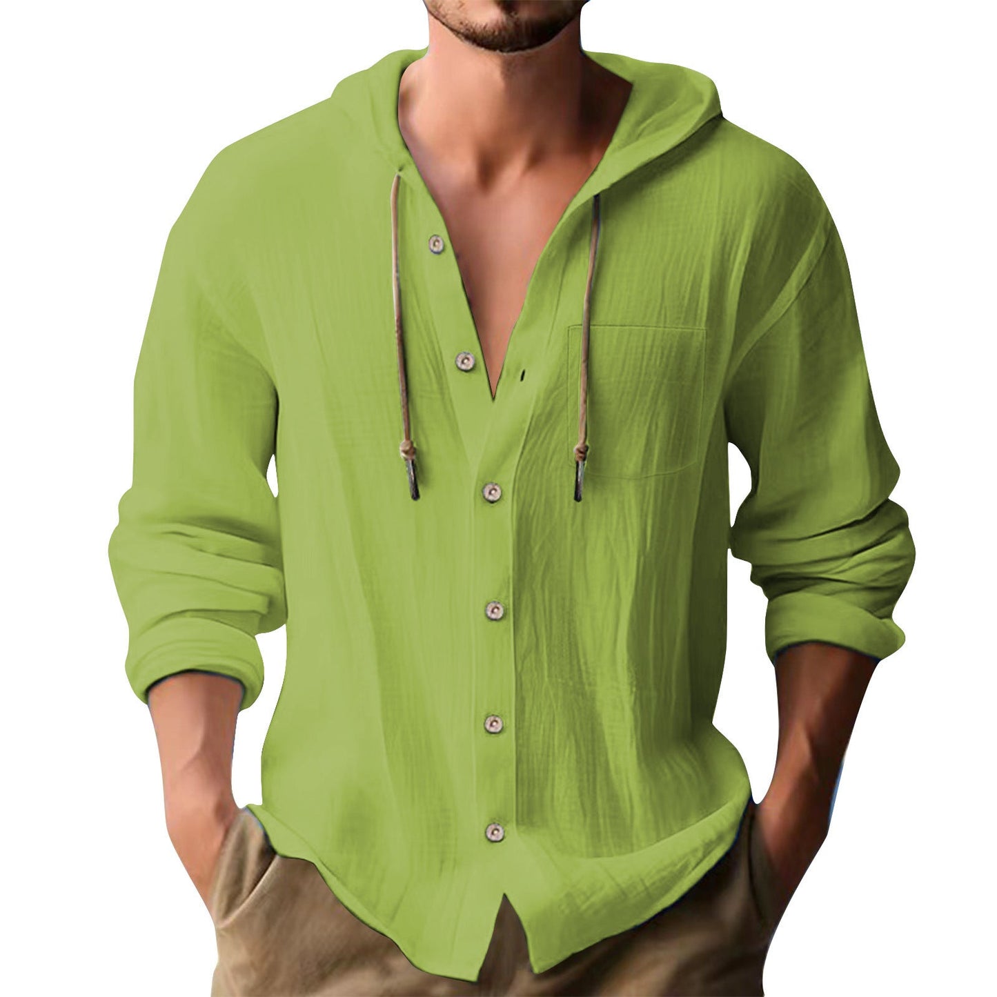 Herren lässiges Kapuzenshirt mit Knopfleiste und praktischen Taschen BerlinGlamour.