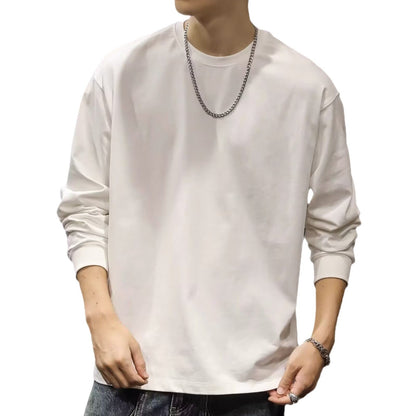 Herren Langarmshirt Bequem Baumwolle Relaxed Fit