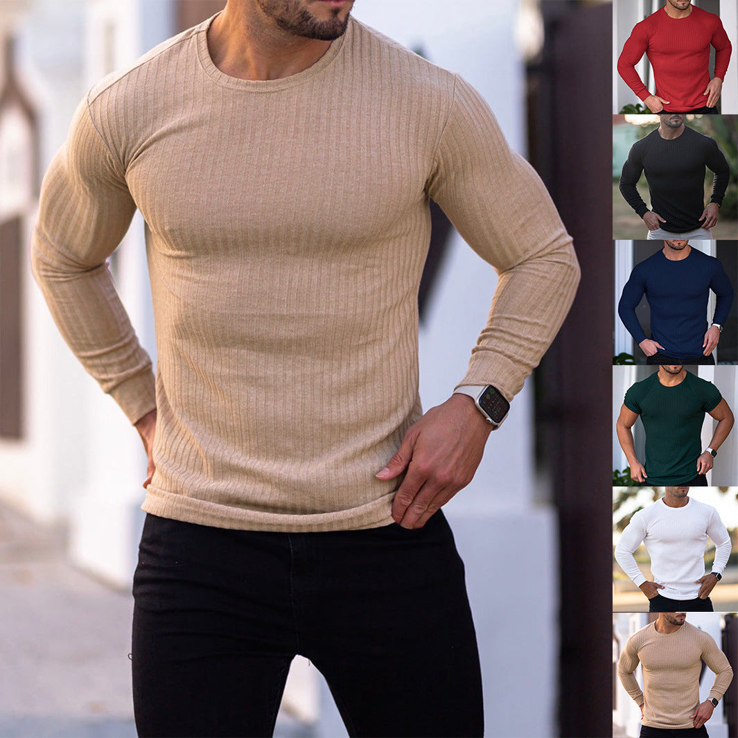 Herren Langarmshirt Fein Rippenstruktur Modern Slimfit - BerlinGlamour