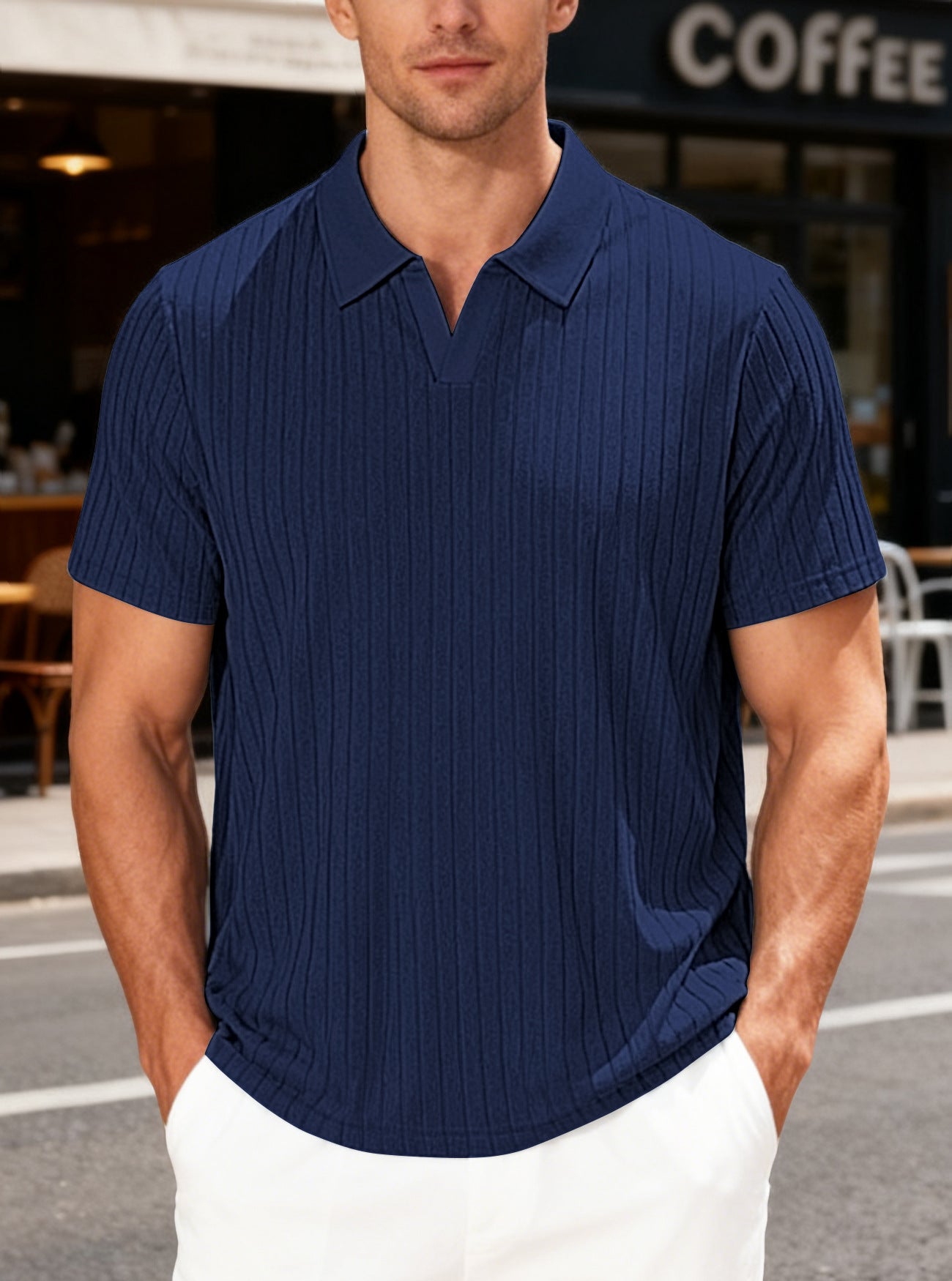 Herren Poloshirt Strukturiertes Muster Modern
