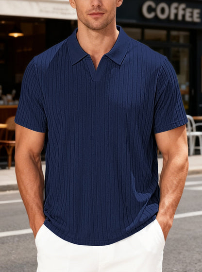 Herren Poloshirt Strukturiertes Muster Modern