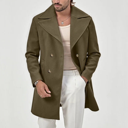 Eleganter Herren Mantel Doppeltknopf Schwarz Modern