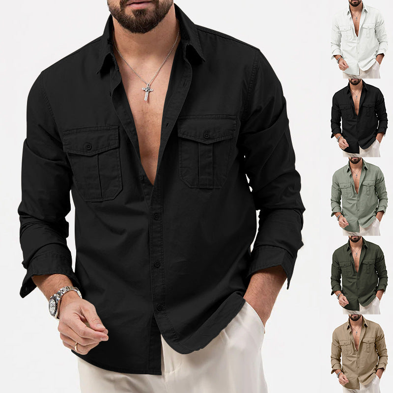 Herren Hemd Lässig Mit Taschen Modern