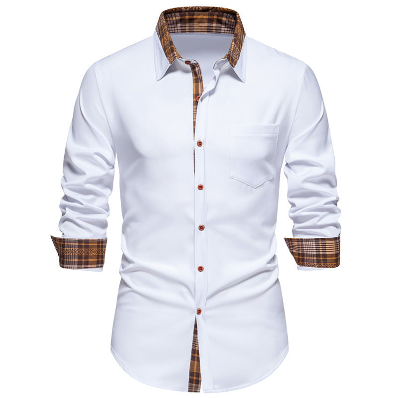 Herren Langarmhemd Elegantes Mit Kontrastdetails Slim Fit