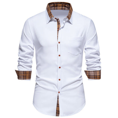 Herren Langarmhemd Elegantes Mit Kontrastdetails Slim Fit