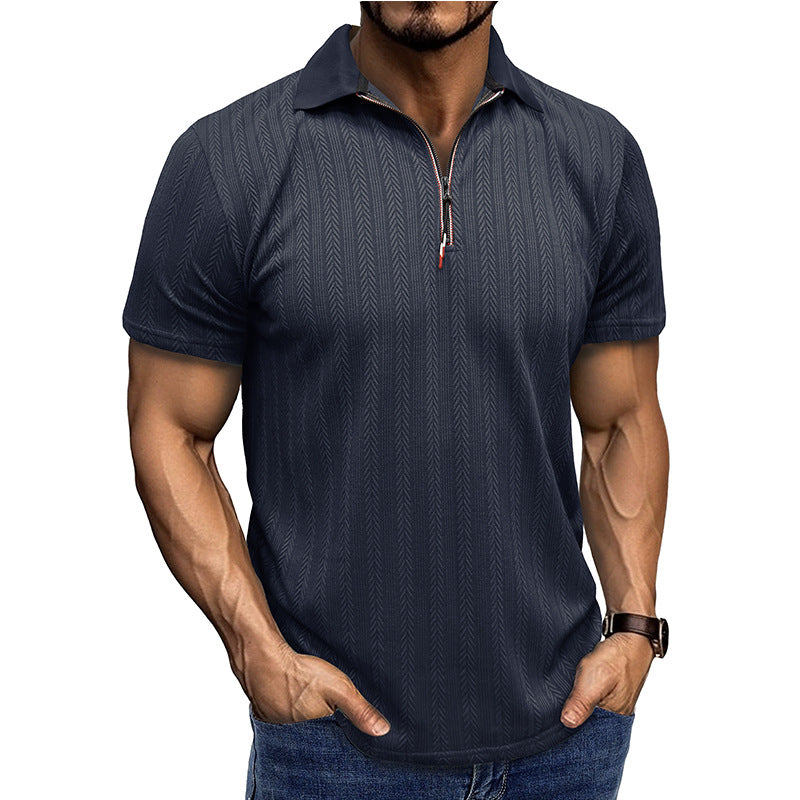 Herren Poloshirt Modern Zippverschluss Slim Fit
