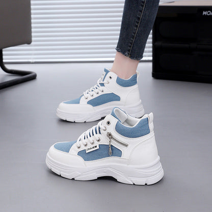 Damen Sneaker High-Top Leopardenmuster Schwarz Trend