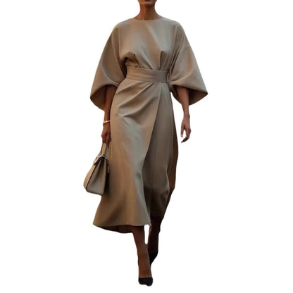Damenkleid Midikleid Puffärmel Elegant
