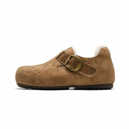 Damen Lederschuhe Bequem Knöpfel Detail Modern