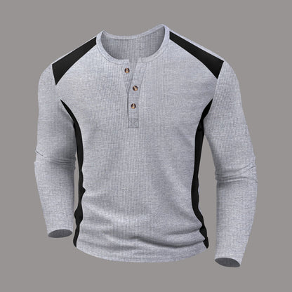 Herren Langarmshirt Lässig Modern Mit Knöpfen
